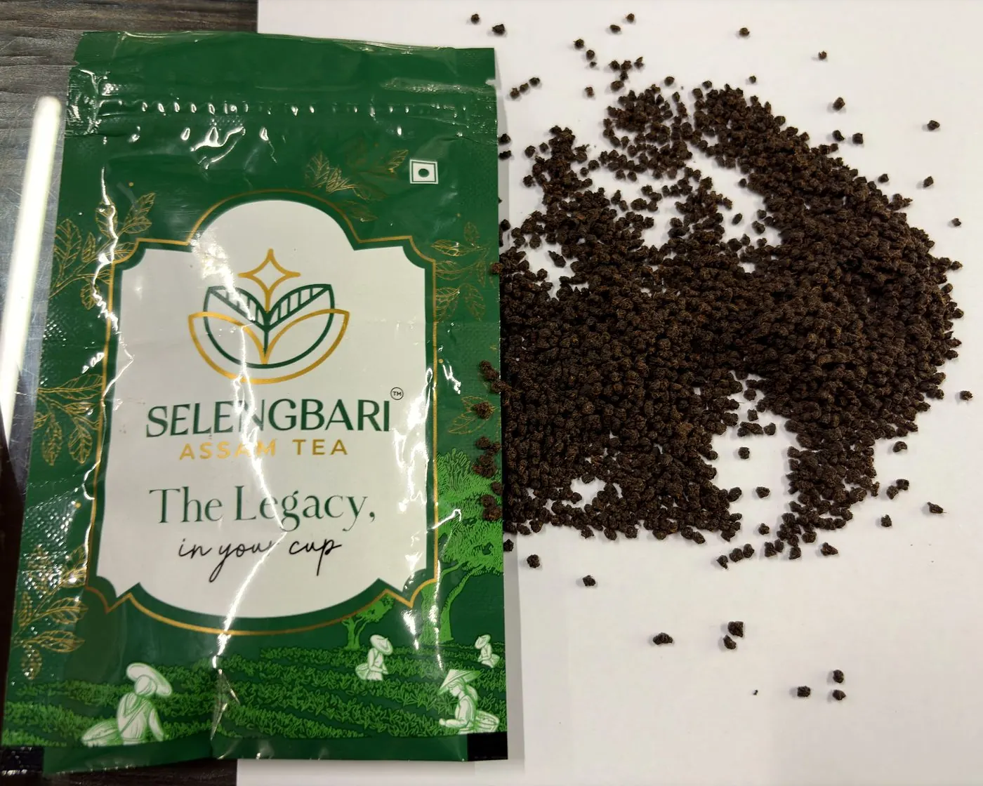 Retail tea pouch packed at the Selengbari factory